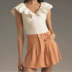Pilcro Pleated Micro Denim Skirt Peach 8